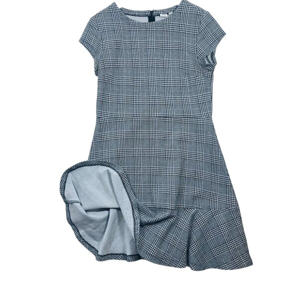 Gap Plaid Fit and Flare Peplum Dress in Ponte, Sz 10 Black plaid - Picture 10 of 16